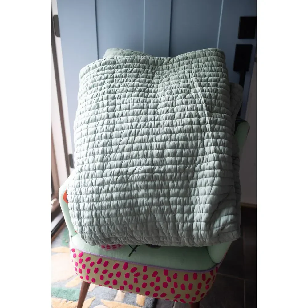 Anthropologie Cotton Jersey Channel Stitch Quilt Size King